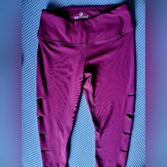 90 Degree By Reflex Pants - 90 Degree By Reflex Purple Leggings with Cut-Out Details